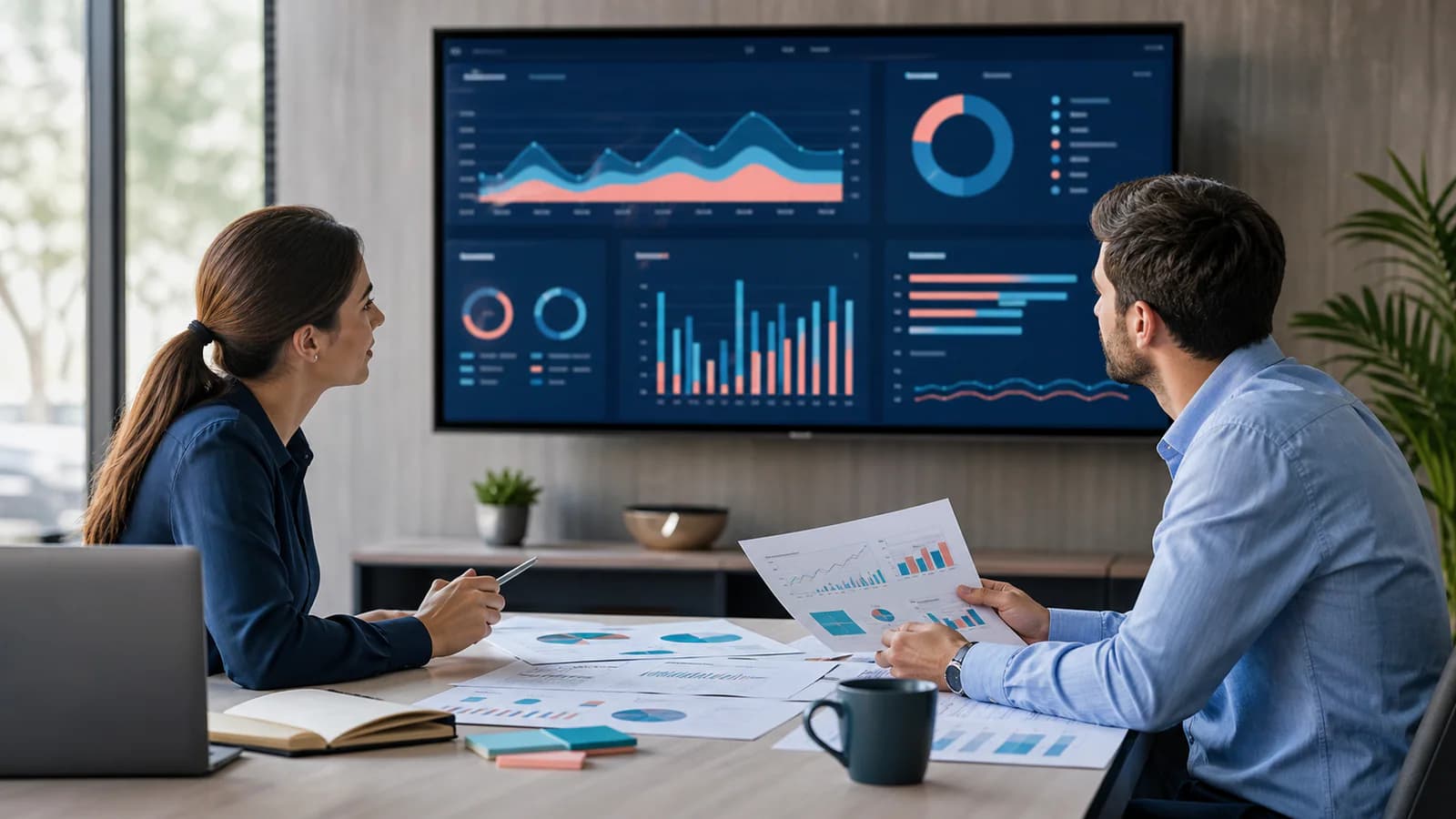Sağlık SEO performans verilerini inceleyen iki uzman